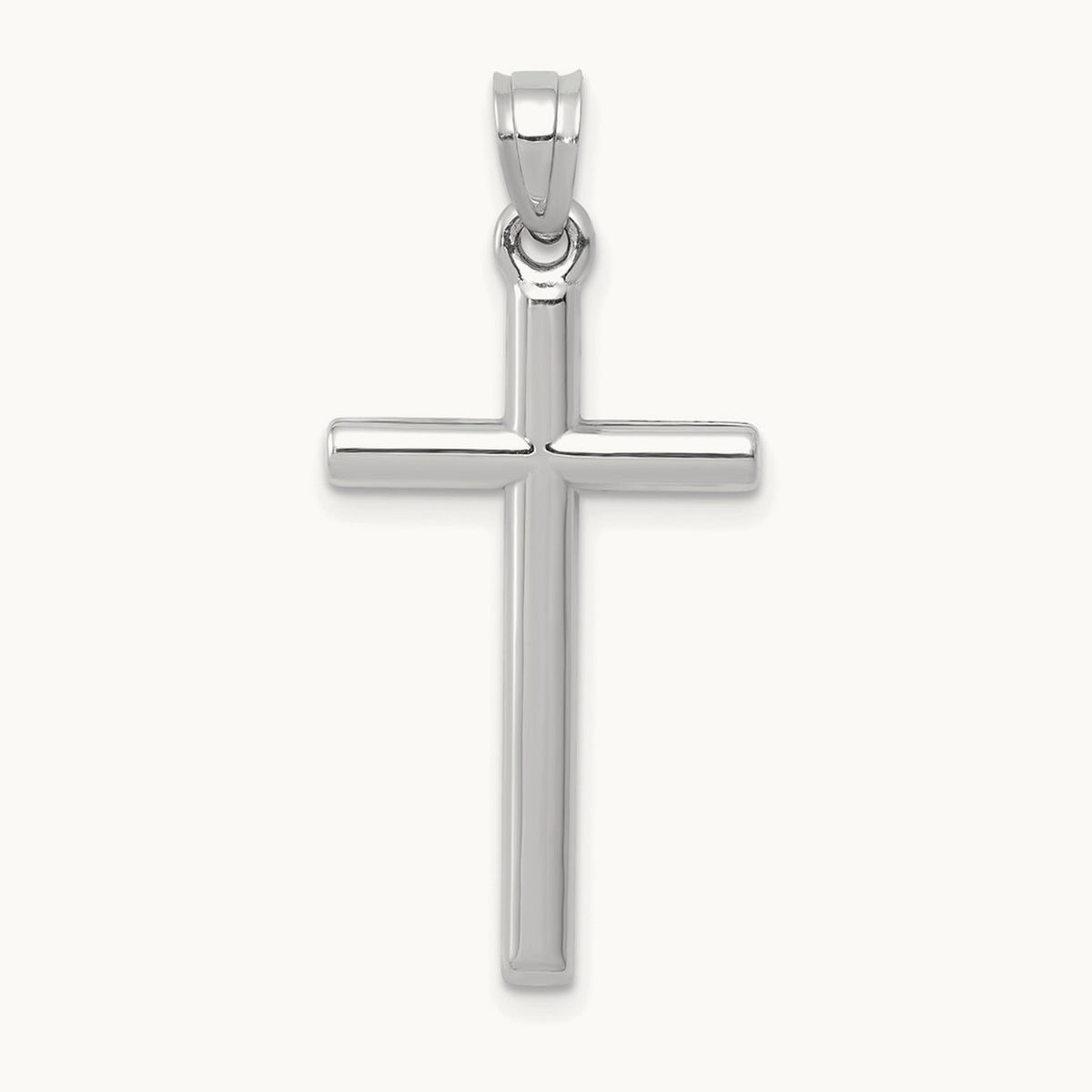 Polished Hollow Cross Pendant, 14K White Gold