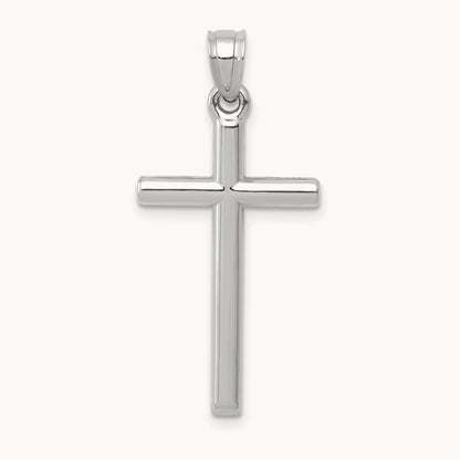 Polished Hollow Cross Pendant, 14K White Gold