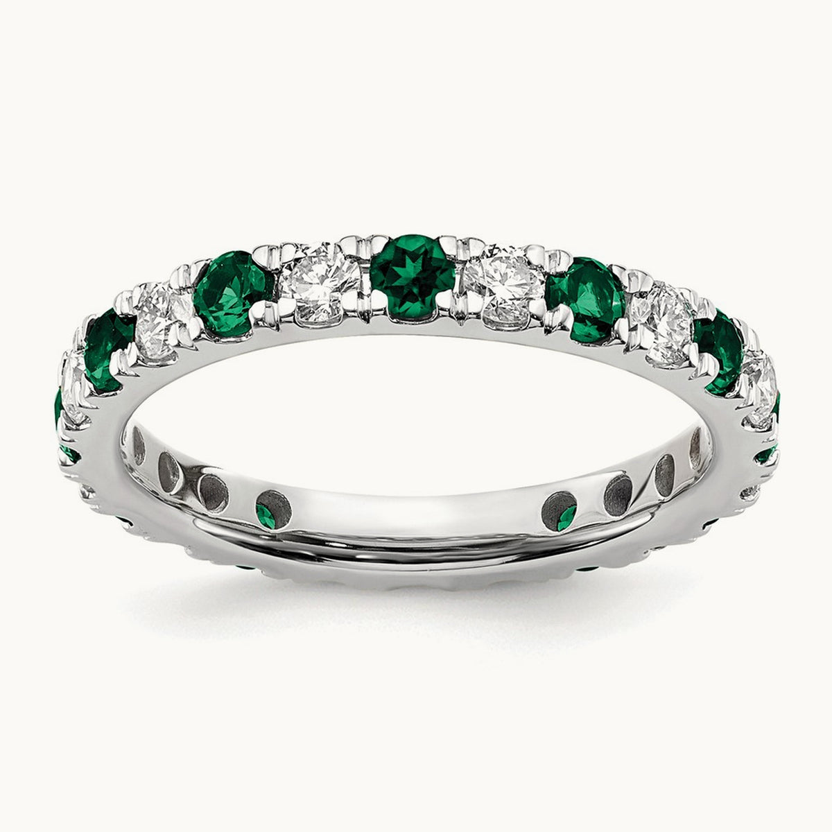 Created Emerald Eternity Band — 14K White Gold, 2.65 mm