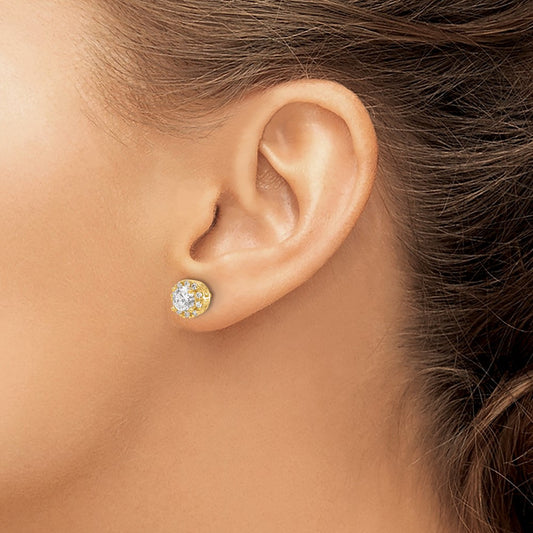 Halo Post Earrings, 1.00 ct tw Lab-Grown Diamond — 14K Yellow Gold