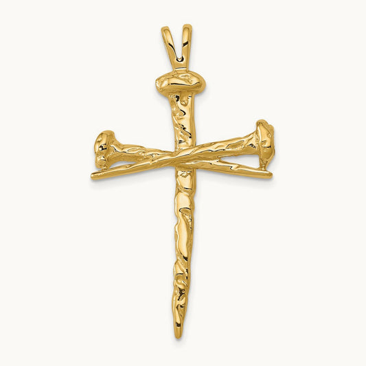 Polished Nail Cross Charm — 42mm