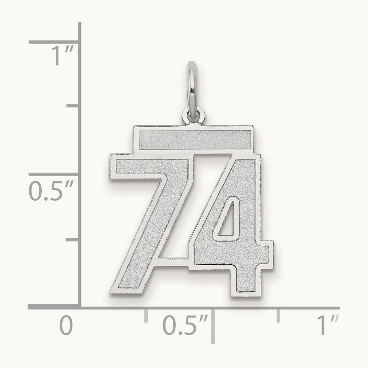 Medium Satin Number 74 Charm, 14K White Gold