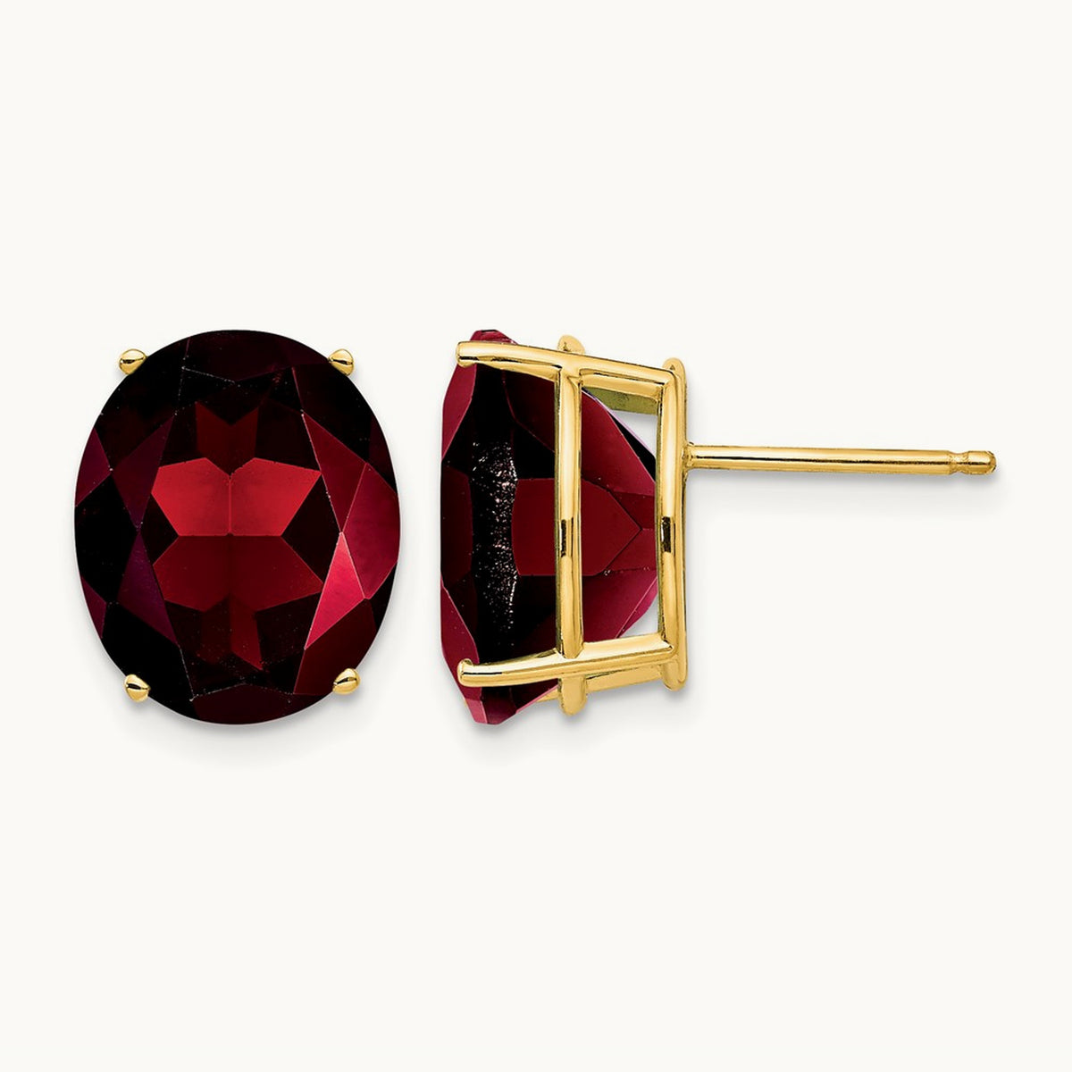 Oval Garnet Earrings, 14K