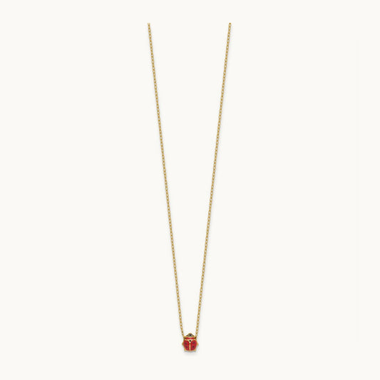 Enameled Ladybug 17in with 1in ext. Necklace, 14K