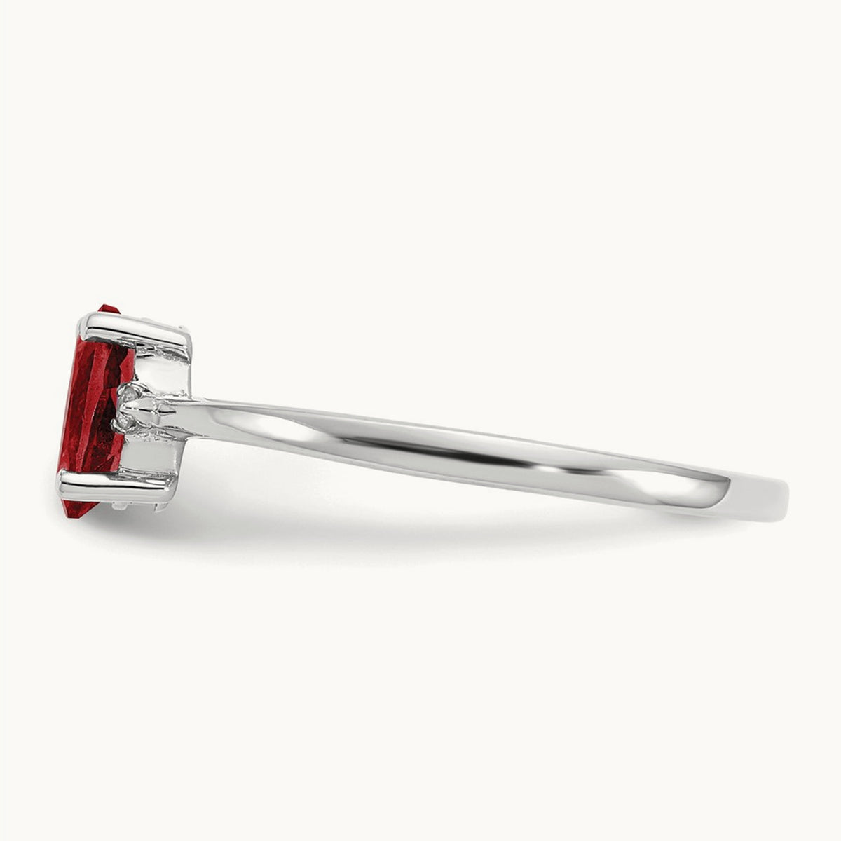 Diamond & Garnet Birthstone Ring — 14K White Gold, 6