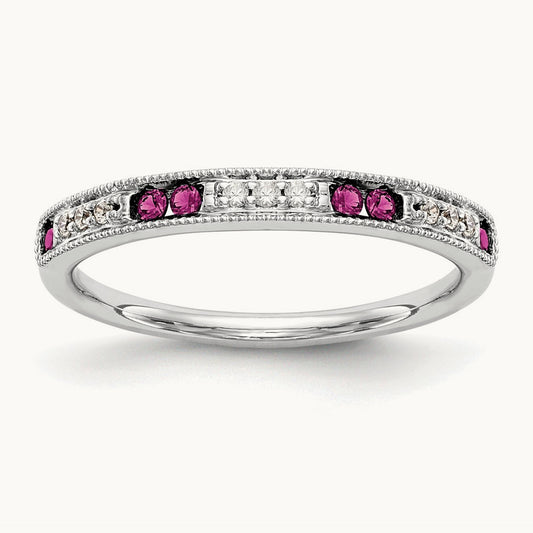Diamond w/Ruby Band, 14K White Gold
