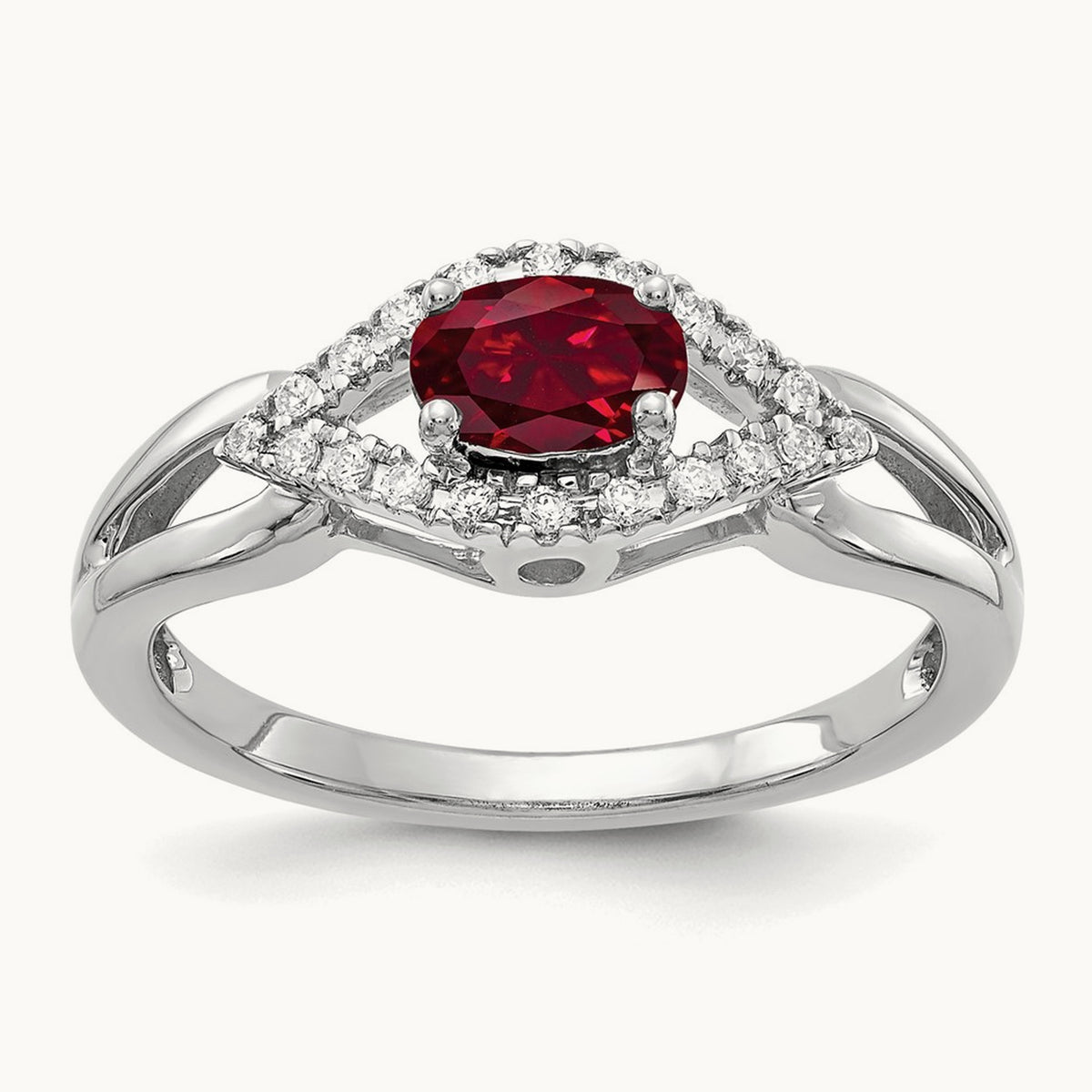 Created Ruby Ring — 14K White Gold, 7
