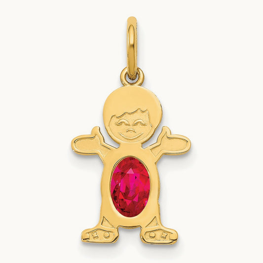Boy 6x4 Oval Genuine Ruby-July — 14K Yellow Gold