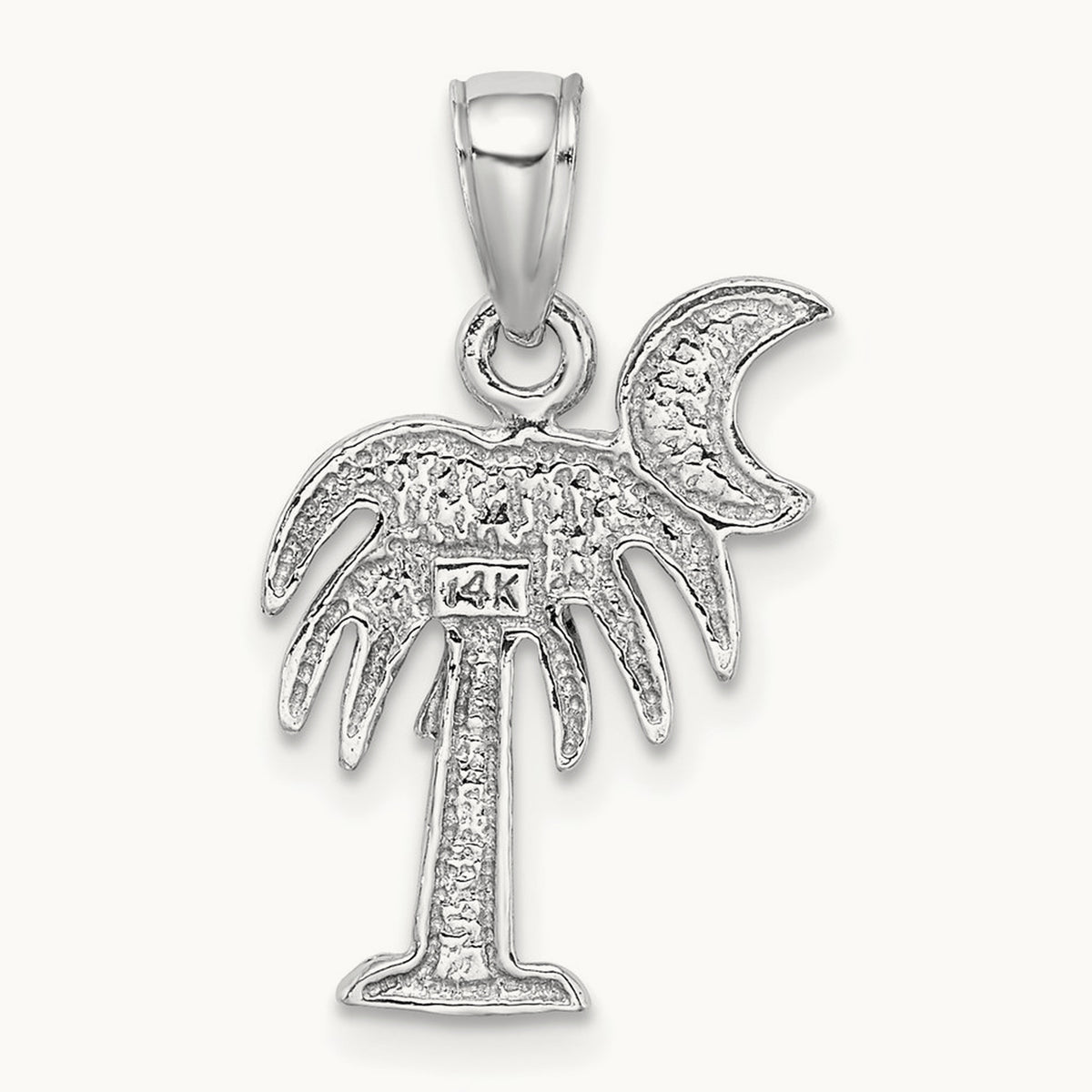 Polished Charleston Palm Tree Charm — 14K White Gold