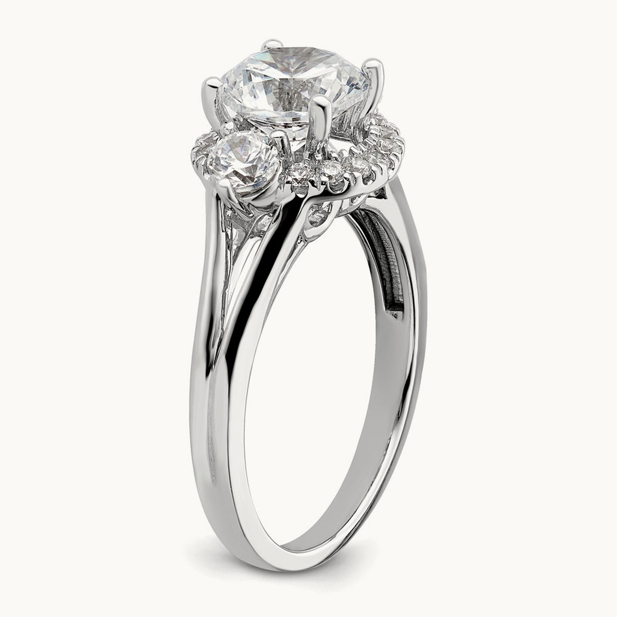 Semi-Mount 3 Stone Engagement Ring, 0.50 ct tw Lab-Grown Diamond