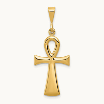 Egyptian Ankh Cross Pendant, 14K