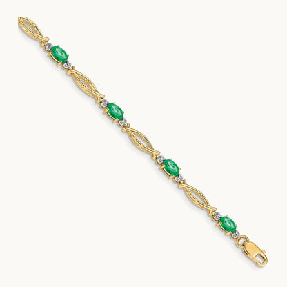 Diamond and Emerald Bracelet, 14K