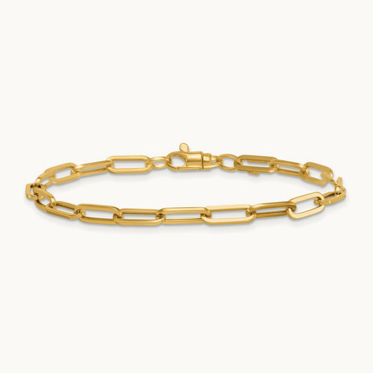 Polished 7.5in Paperclip Link Bracelet, 14K