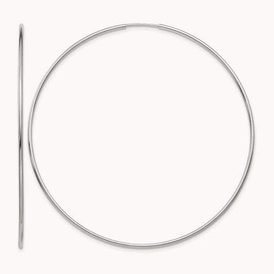 Polished Endless Tube Hoop Earrings, 1.20mm, 14K White Gold