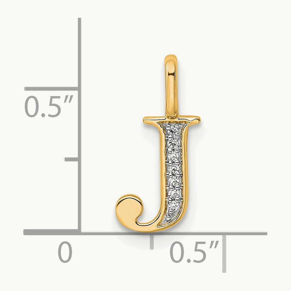 Diamond Letter J Initial Pendant, 14K