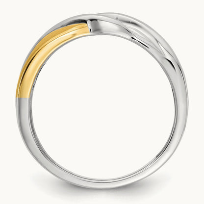 Diamond Men's Ring, 14K White with Yellow Gold