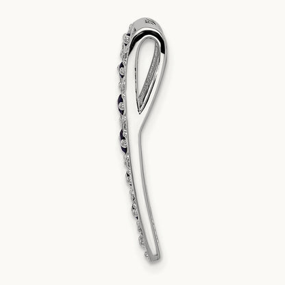1/5ct. Diamond and .31 Sapphire Fancy Chain Slide, 14K White Gold