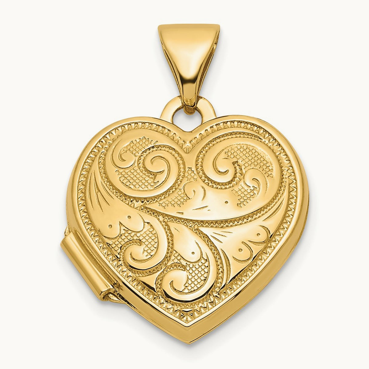 Reversible Swirl Design Heart Locket — 14K Yellow Gold