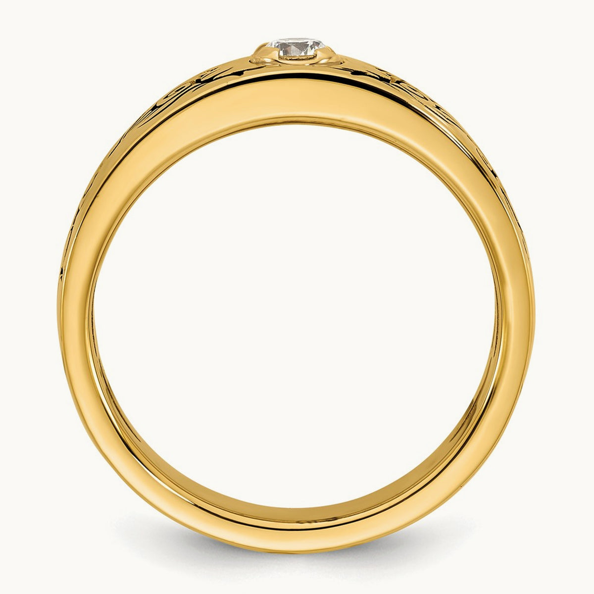 Antiqued IB Goodman Flame Mens Complete 1/5ct Diamond Ring, 14K Yellow Gold