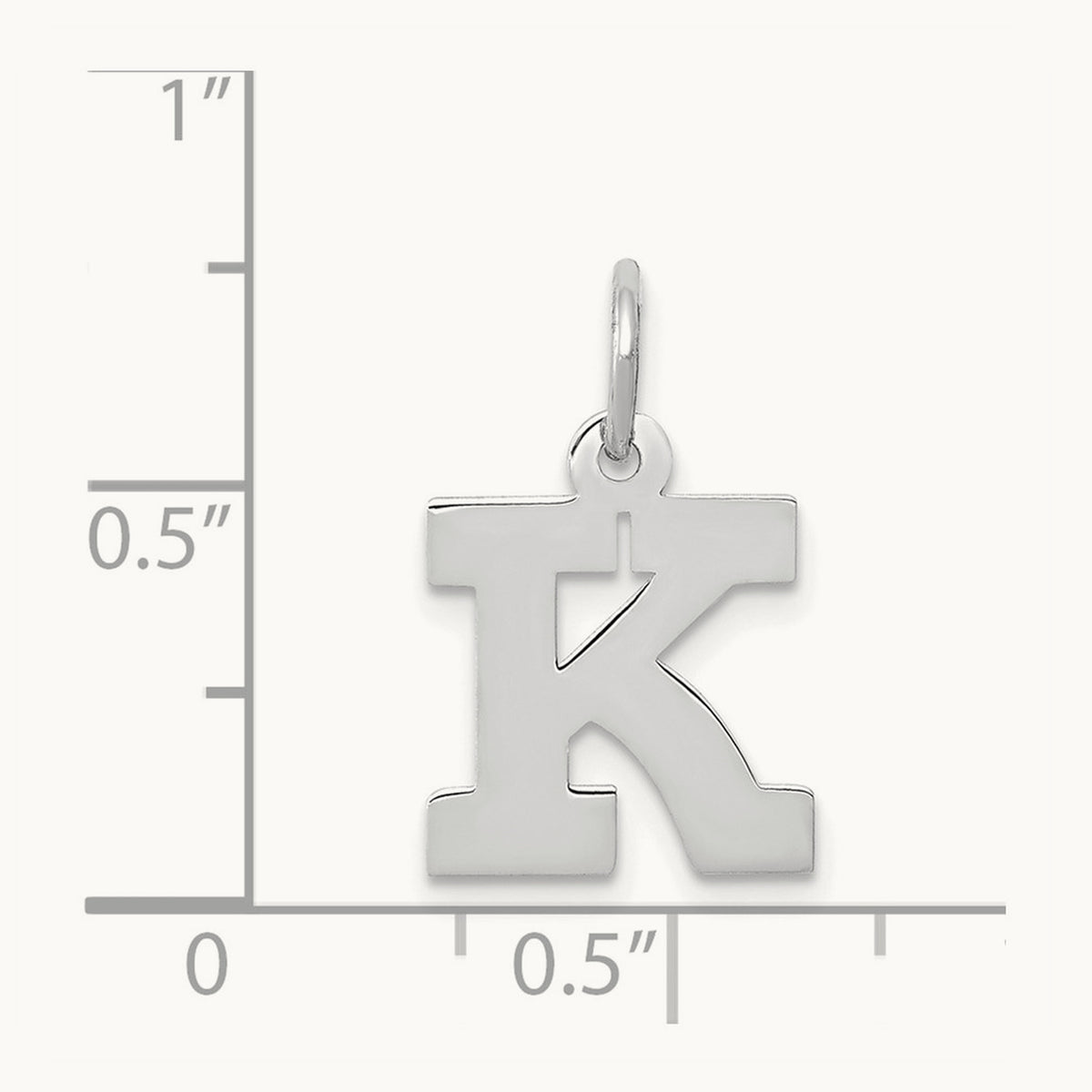 Small Block Initial Charm — 14K White Gold, K