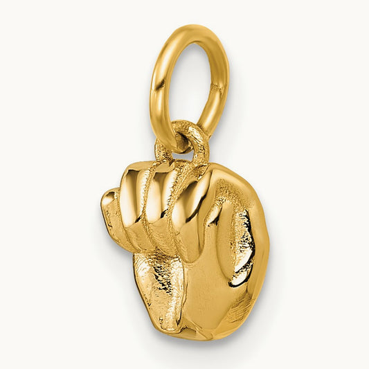 American Sign Language Alphabet Fingerspelling Sign M Pendant, 14K