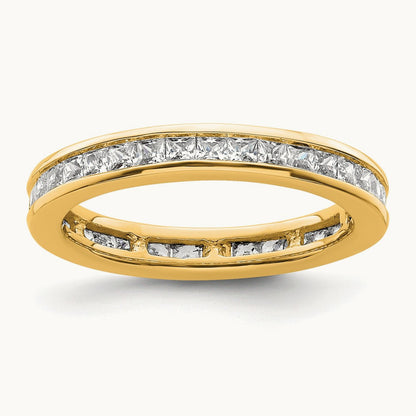 Polished Princess Channel Set Diamond Eternity Band, 1.00 ct tw, 14K Gold — 14K Yellow Gold