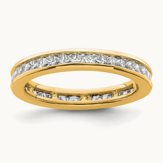 Polished Princess Channel Set Diamond Eternity Band, 1.00 ct tw, 14K Gold — 14K Yellow Gold