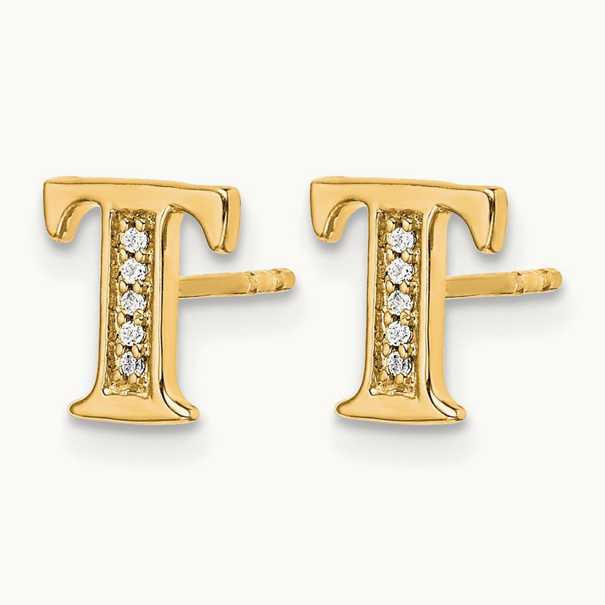 Diamond Earrings — 14K Yellow Gold, 8mm, T