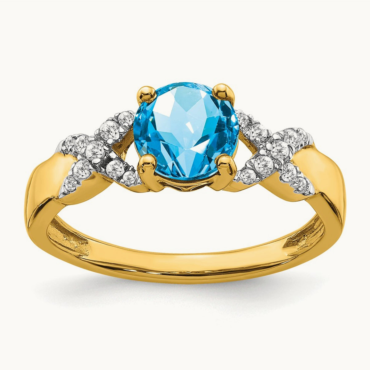 Blue Topaz and Diamond Ring, 14K Two-tone