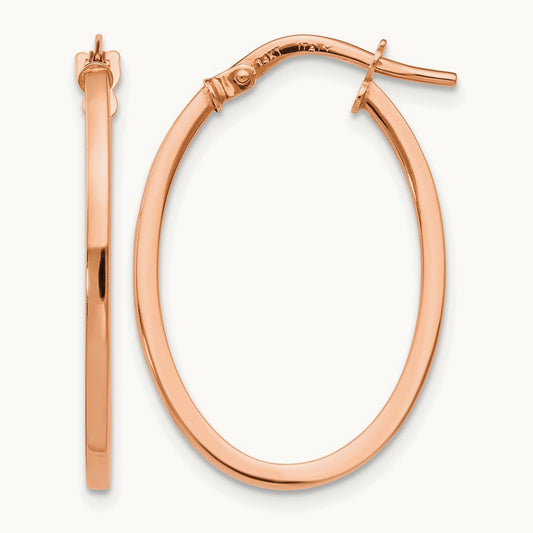 Polished Oval Hoop Earrings, 14K Rose Gold — Leslie's
