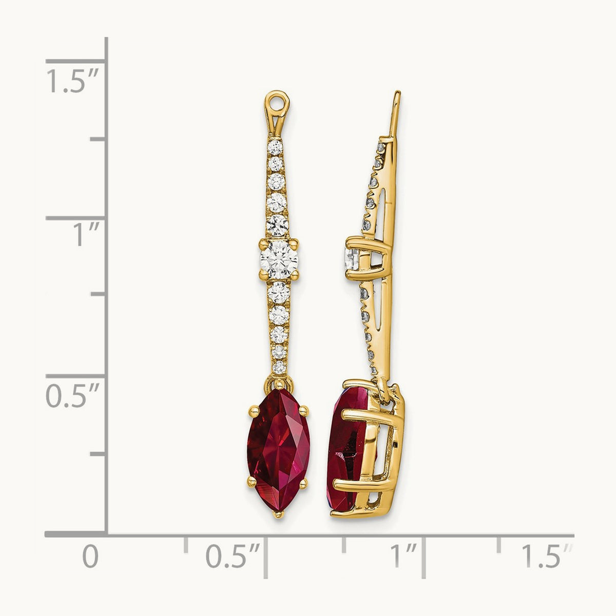 Created Ruby Earring Jackets, 0.50 ct tw Lab-Grown Diamond