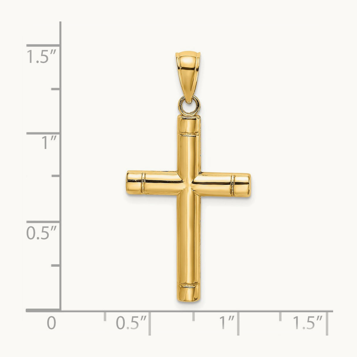 Tubular Cross Charm, 14K