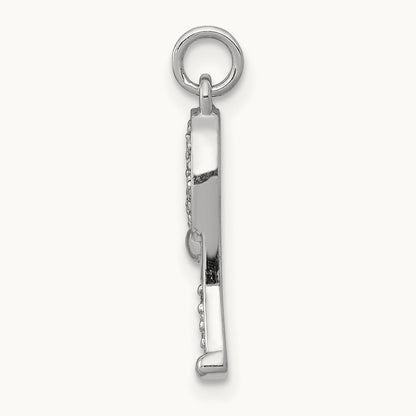Diamond Racket and Ball Pendant, 14K White Gold