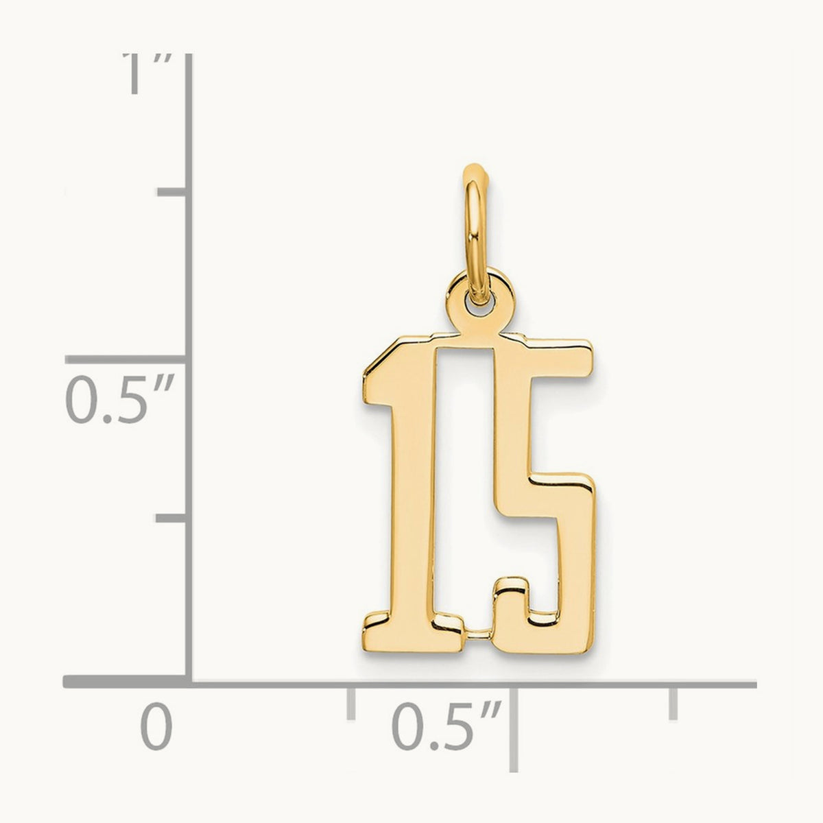 Small Elongated Number 15 Charm — 14K White Gold