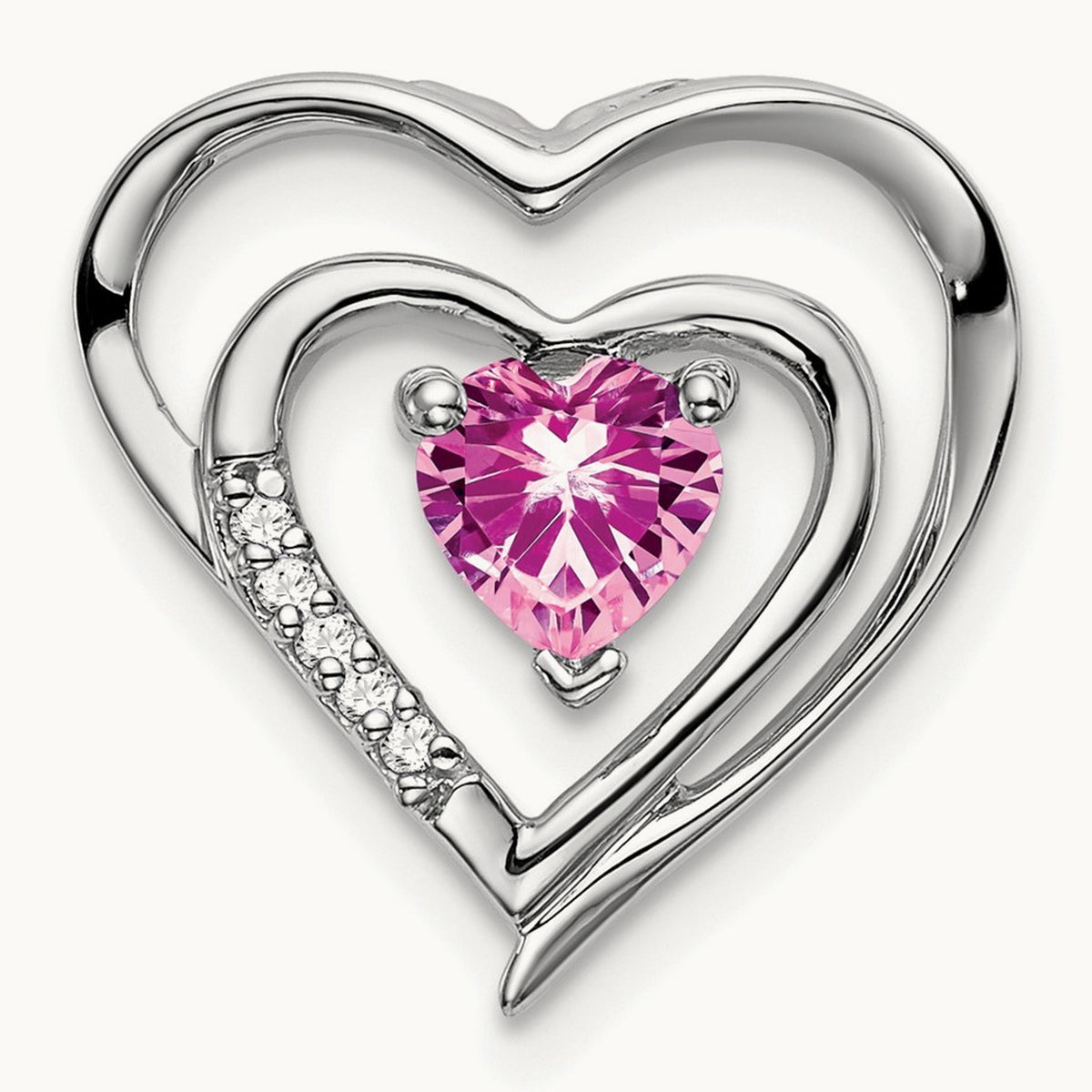 Created Sapphire and Diamond Heart Pendant — photo set