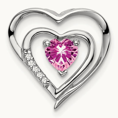 Created Sapphire and Diamond Heart Pendant — photo set