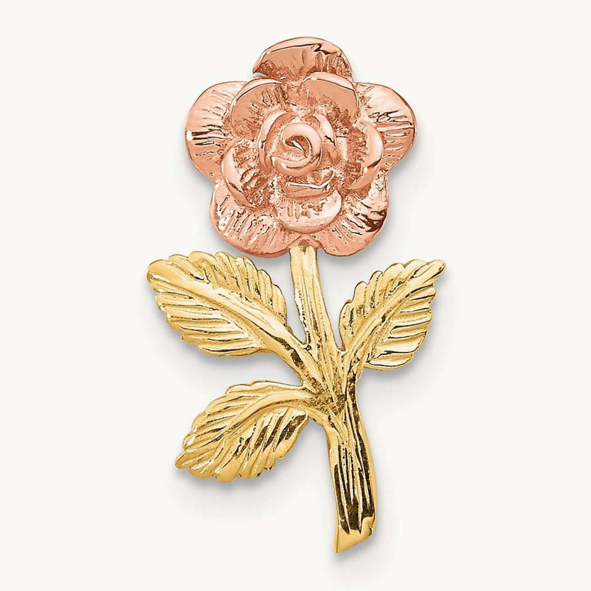 Mini Pink Rose Flower Chain Slide, 14K Two-tone