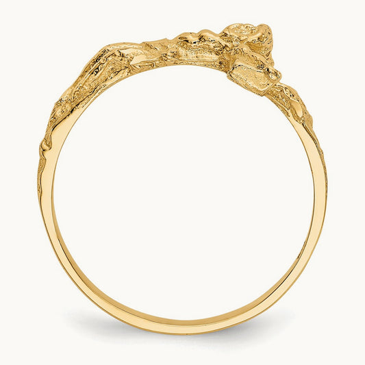 Diamond-cut Crucifix Ring, 14K