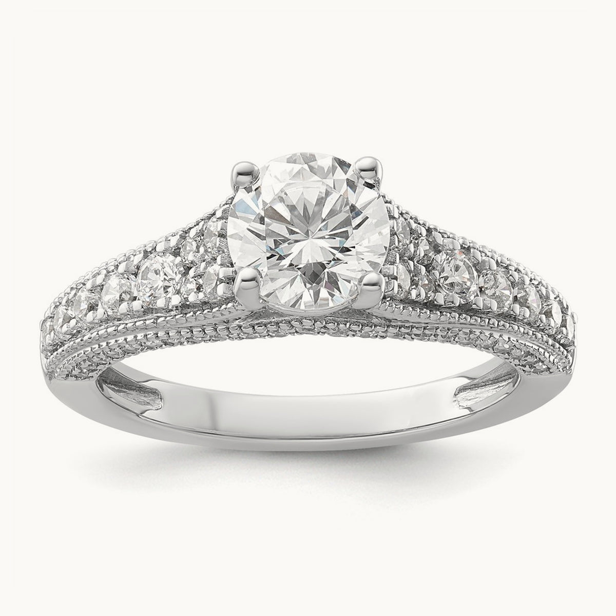 Round Engagement Ring, 1.50 ct tw Lab-Grown Diamond — 14K White Gold