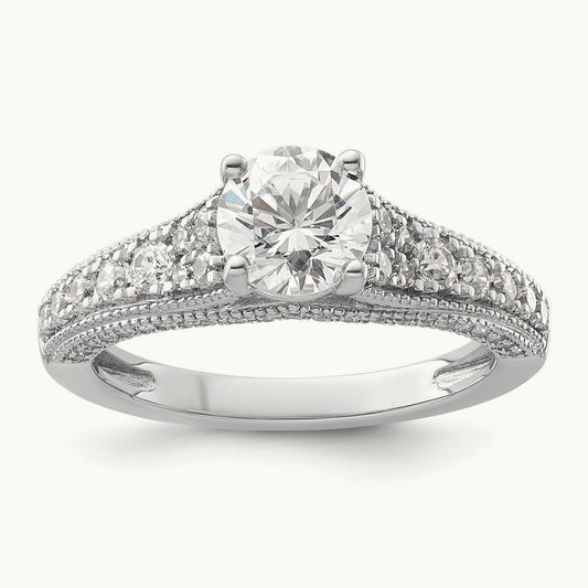 Round Engagement Ring, 1.50 ct tw Lab-Grown Diamond — 14K White Gold