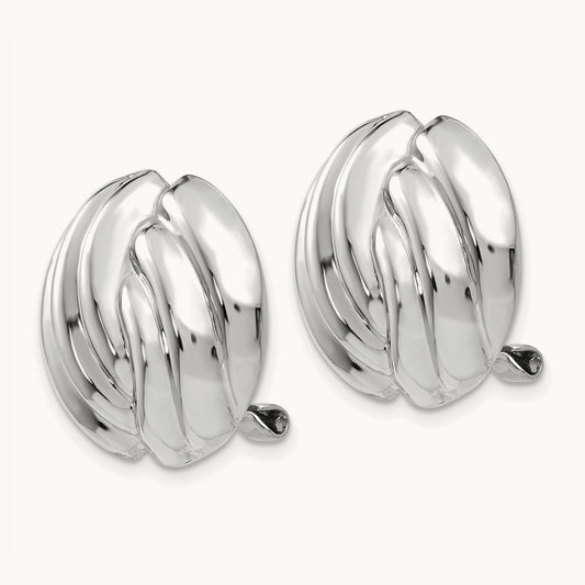 Omega Clip Non-pierced Earrings, 14K White Gold