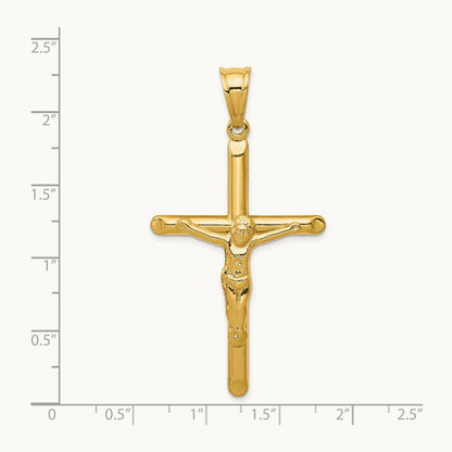 Polished Hollow Crucifix Pendant, 14K