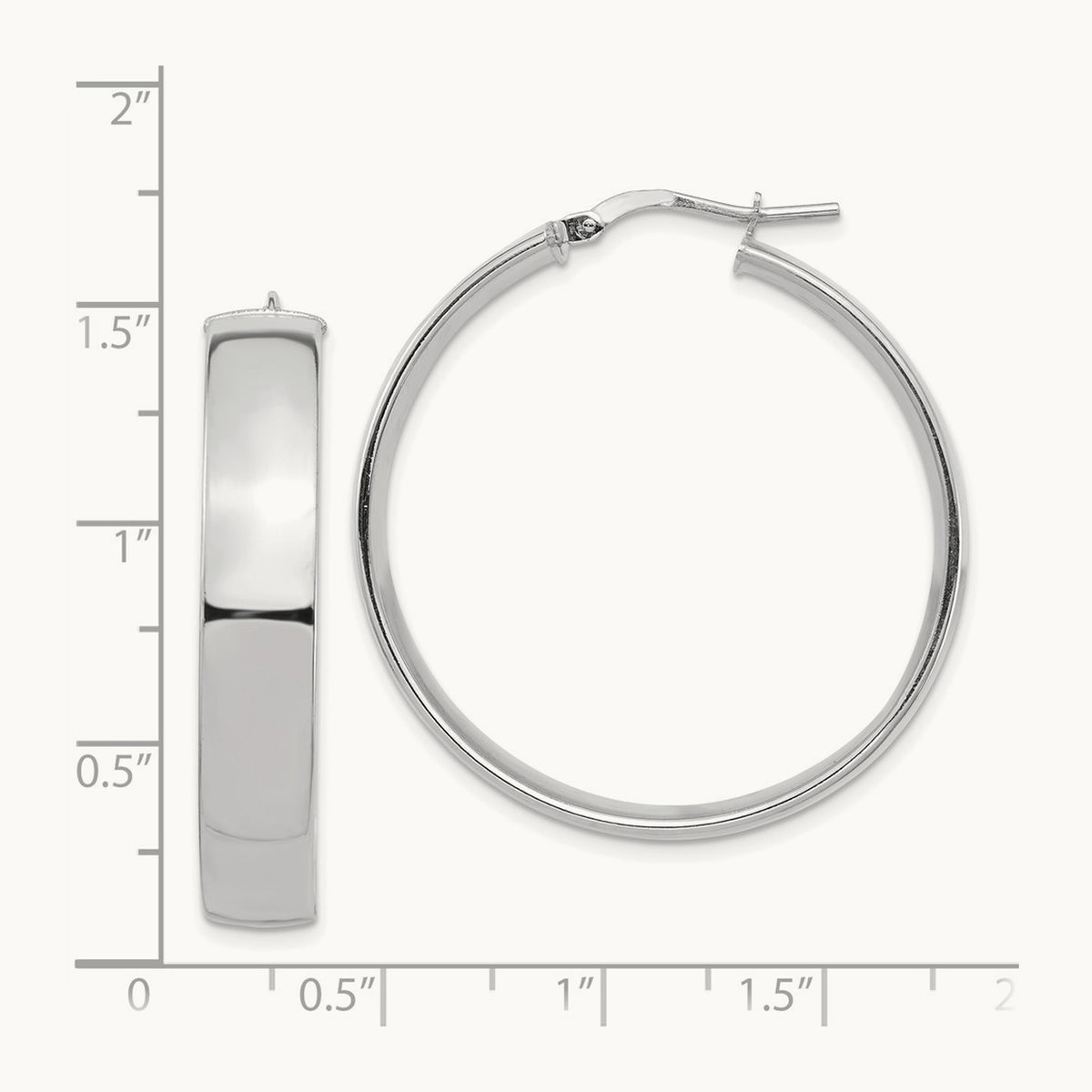 High Polished Hoop Earrings — 14K White Gold