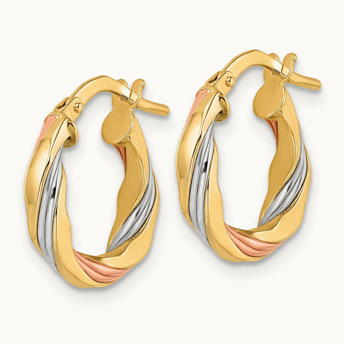 W/ & Polished Twisted Hoop Earrings — 16.5mm