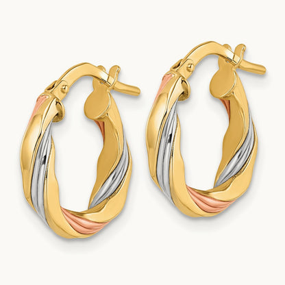 W/ & Polished Twisted Hoop Earrings — 16.5mm