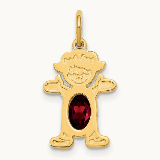Girl 6x4 Oval Genuine Garnet-Jan, 14K