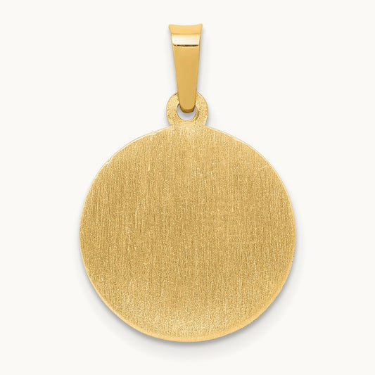 Polished and Satin St Michael Medal Hollow Pendant, 14K