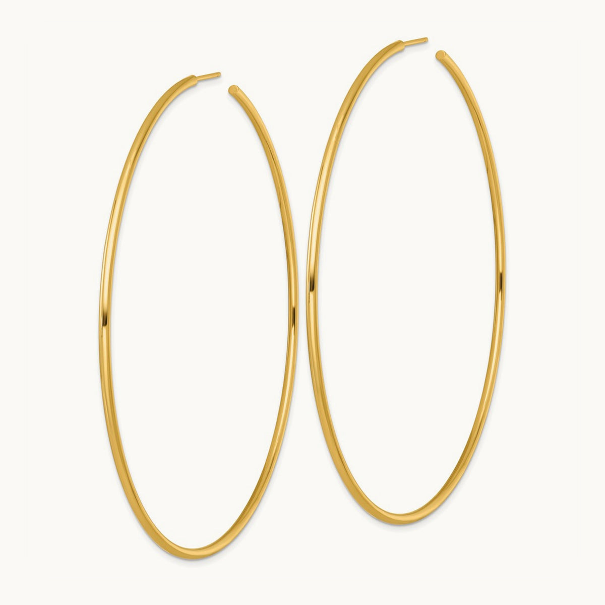 2.0 x Polished Post Hoop Earrings, 90mm, 14K