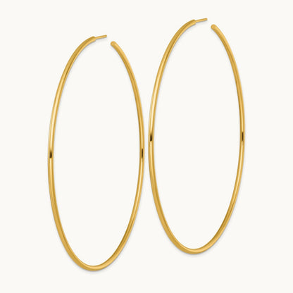 2.0 x Polished Post Hoop Earrings, 90mm, 14K