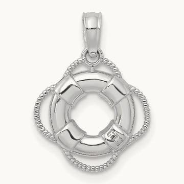 3D Gold Lifesaver Pendant, 14K White